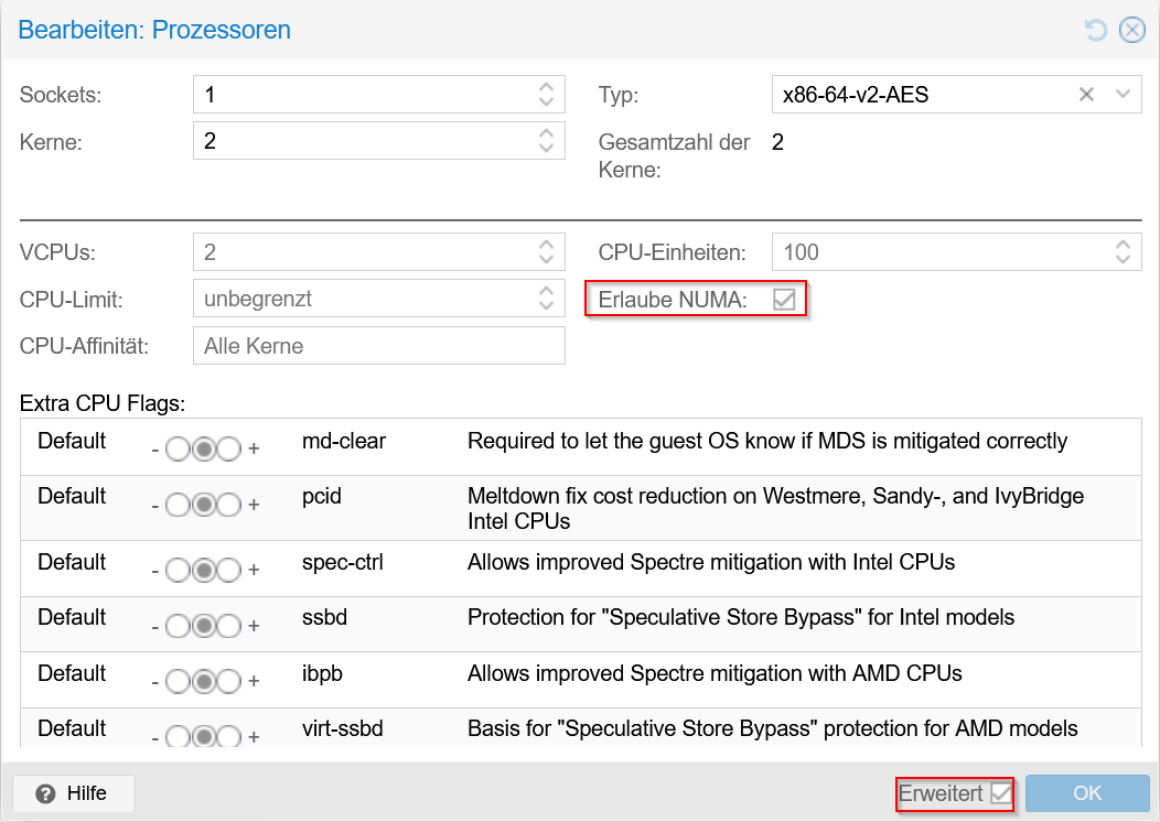 Proxmox CPU Settings